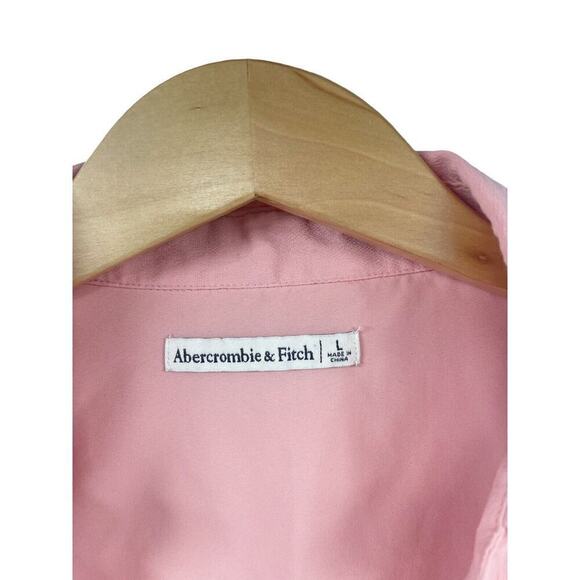 Abercrombie and Fitch O Ring Pink Shirt Dress Y2K Style Collared Size Large - Picture 2 of 8